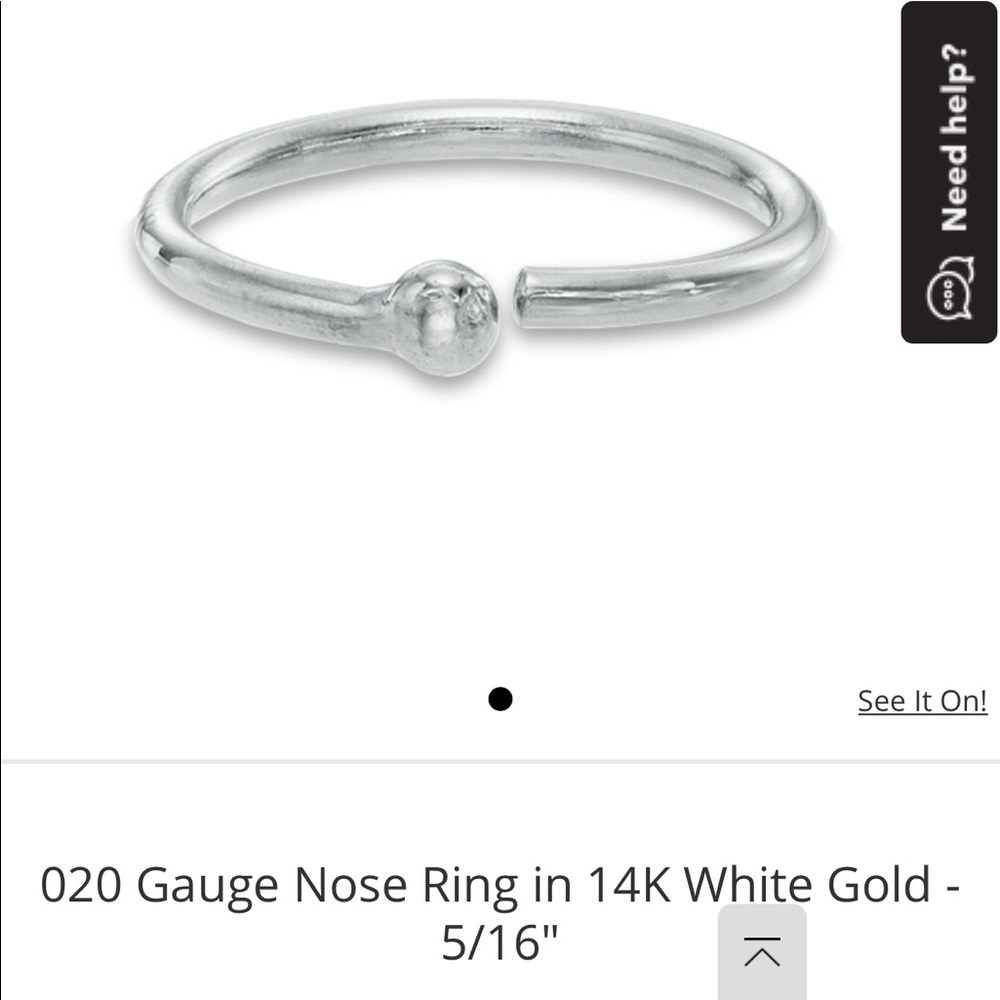 14 K twist in hoop nose ring white gold